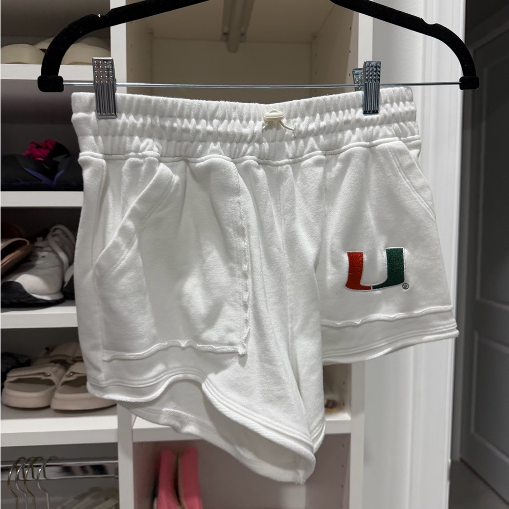 White Miami Hurricanes Sweatshirt and Short Set - Picture 3 of 3